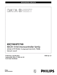 Datasheet P83C749EBDDB manufacturer Philips